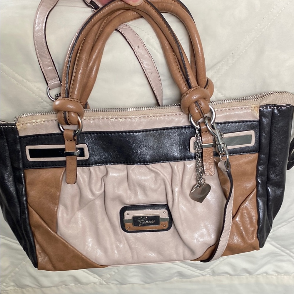 Guess Tan and Black Satchel